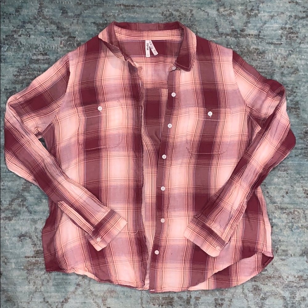 burgundy & cream flannel